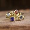 CAOSHI Luxury Stylish Gold Color Finger Ring with Colorful Zirconia Crystal Stone Fashion Women Anniversary Party Accessories