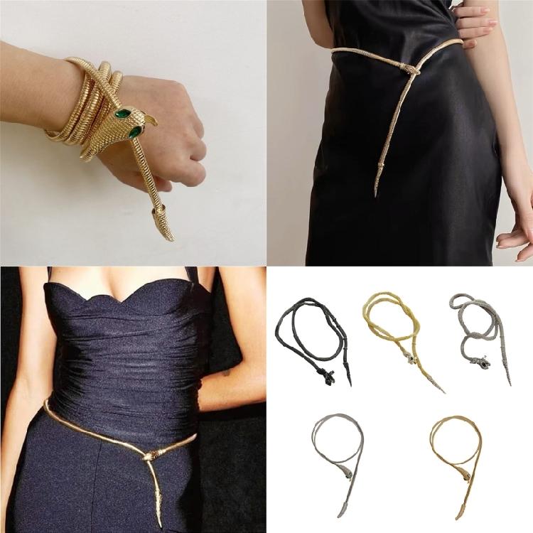 Novelty Snake Waist Belt Chain Vintage Aesthetic Rhinestones Jewelry for Jeans Body Jewelry for Women