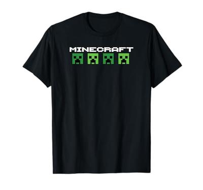 Minecraft Creeper Kopfzähl Logo T-Shirt