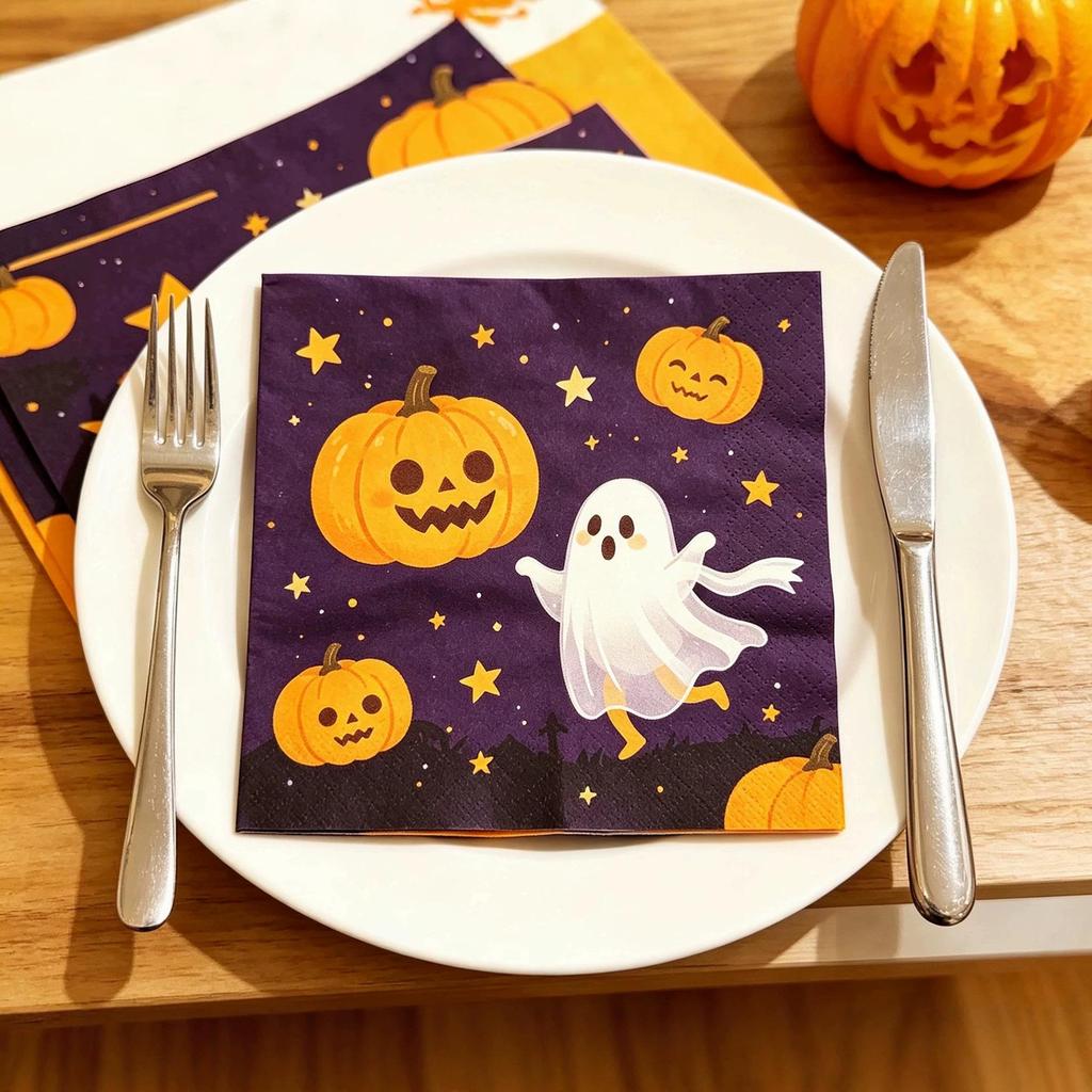 Halloween Themed Colorful Square Party Napkins