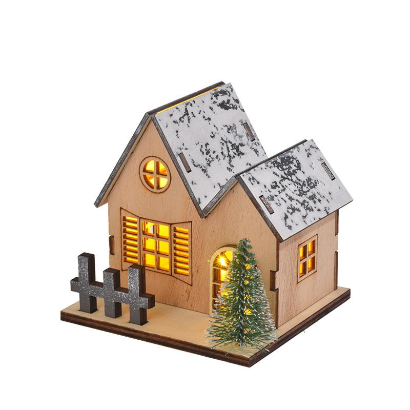 Christmas Decoration Luminous Wooden House LED Wooden Christmas House, Luminous Wooden House Decoration, Christmas Halloween Birthday Party