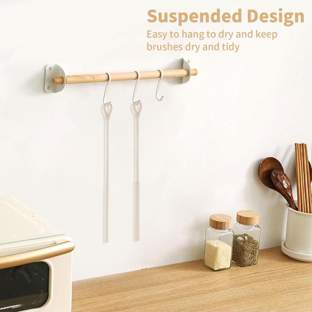 2Pcs Silicone Straw Cleaner Brush, 9.84in Reble Straw Cleaner with Bendable Steel Core, Extra Long Soft Bottle Brush for Clearing Glass Straws,