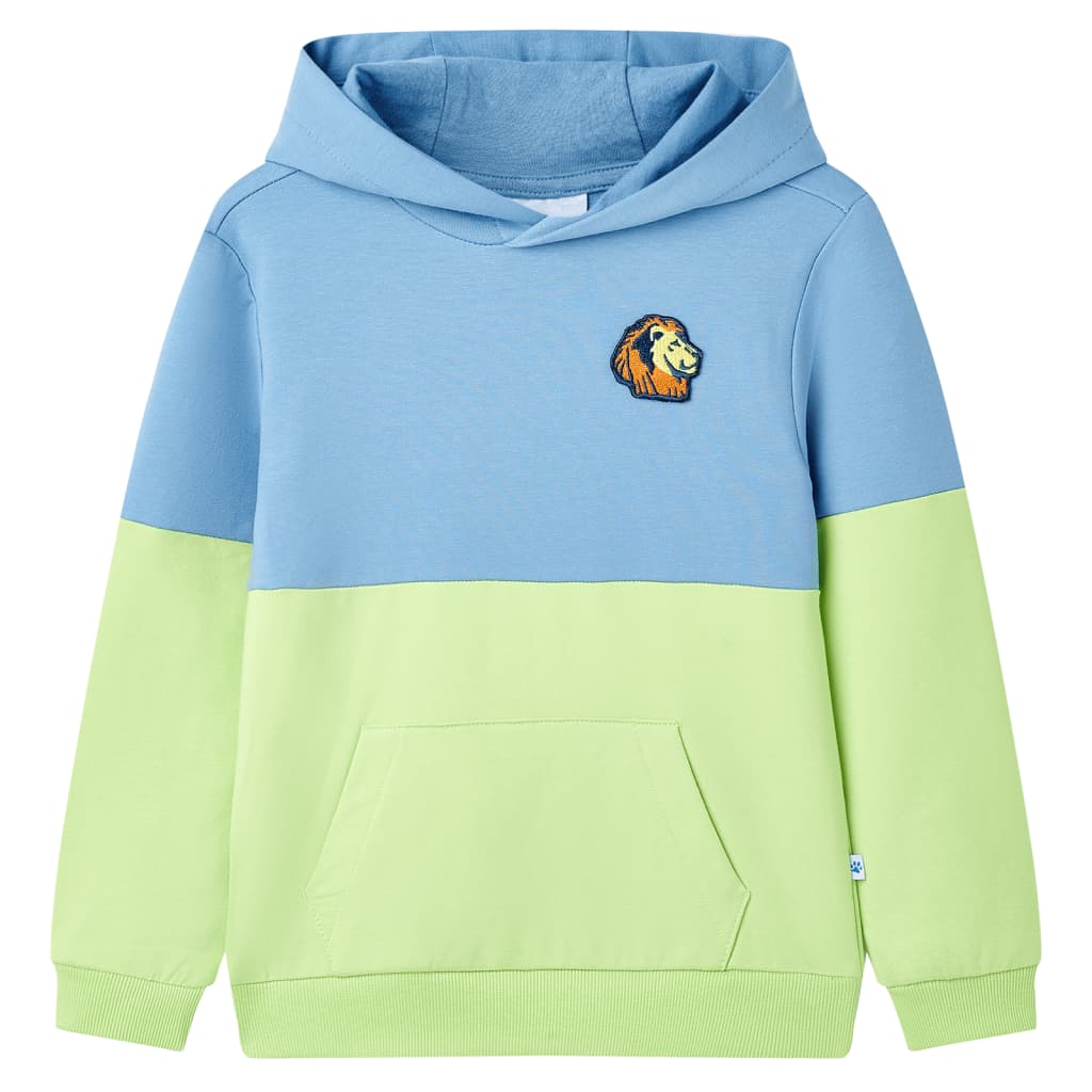 Kinder Kapuzenpullover, Blau und Pastellgelb, 104 gray