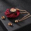 Stoff Tuch Rose Blume Broschen Kristall Quaste Kette Reversnadeln Herren Anzug Hemd Abzeichen Hochzeit Mode Schmuck Geschenke