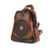 Johnature Vintage Totem Geprägter Rucksack, vielseitige Damen-Ledertasche, einfarbig, große Kapazität, Reiserucksäcke
