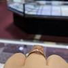 Womens European and American 18k Rose Gold Inlaid with Pink Crystal Rectangular Engagement Banquet Ring