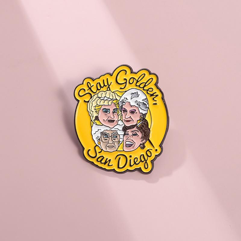Stay Fun Golden San Diego Cartoon Grandma Pin Made Of Alloy With Eyecatching Finish Color