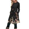 Women's Fashion Casual Long SleeveTunic Dress With Pockets Side Button Dress