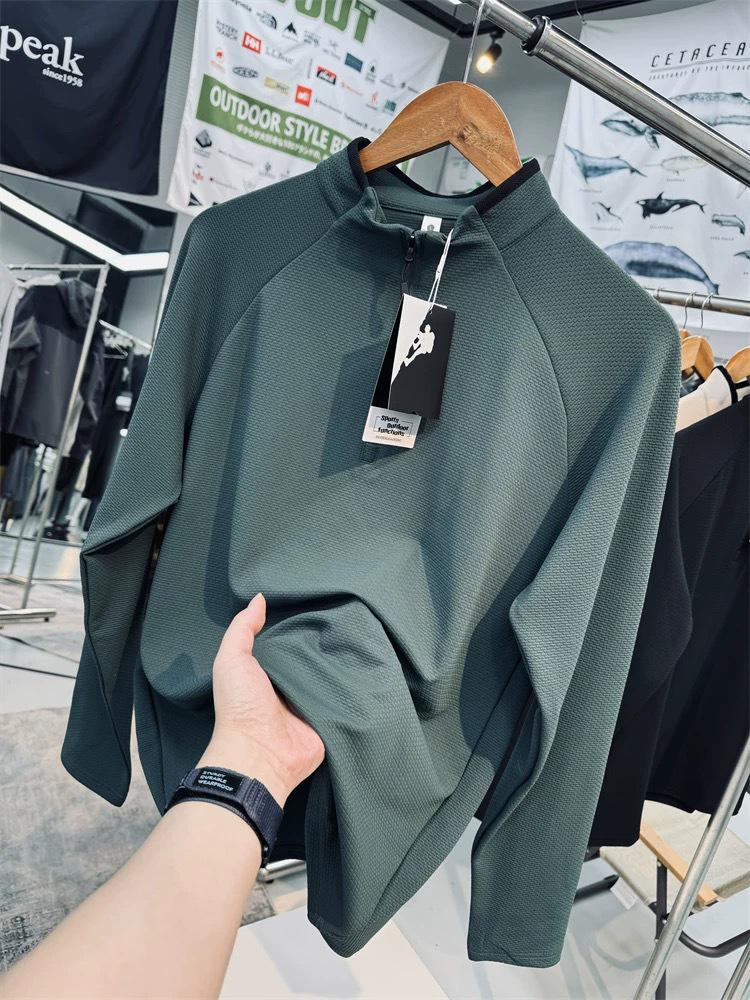 

Мужской осенне-зимний влагоотводящий свитшот с воротником-стойкой и молнией до середины груди - дышащий топ для фитнеса с длинным рукавом 3XL