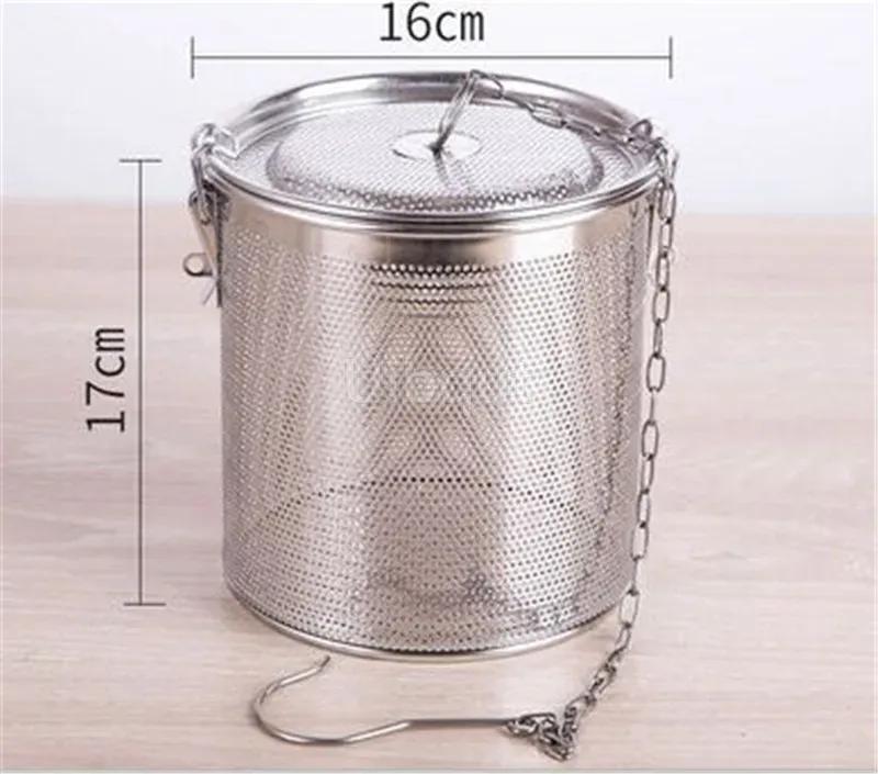 Round Hole 304 Stainless Steel Seasoning Bag Gravy Soup Taste Spice Box Basket Brine Hot Pot Slag Separation Colander Strainers