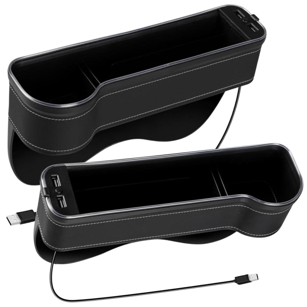 Misora Pockets Car Gap Storage Seat Side Pockets Console Box with USB Set of Black Multi-Function Light, 2,