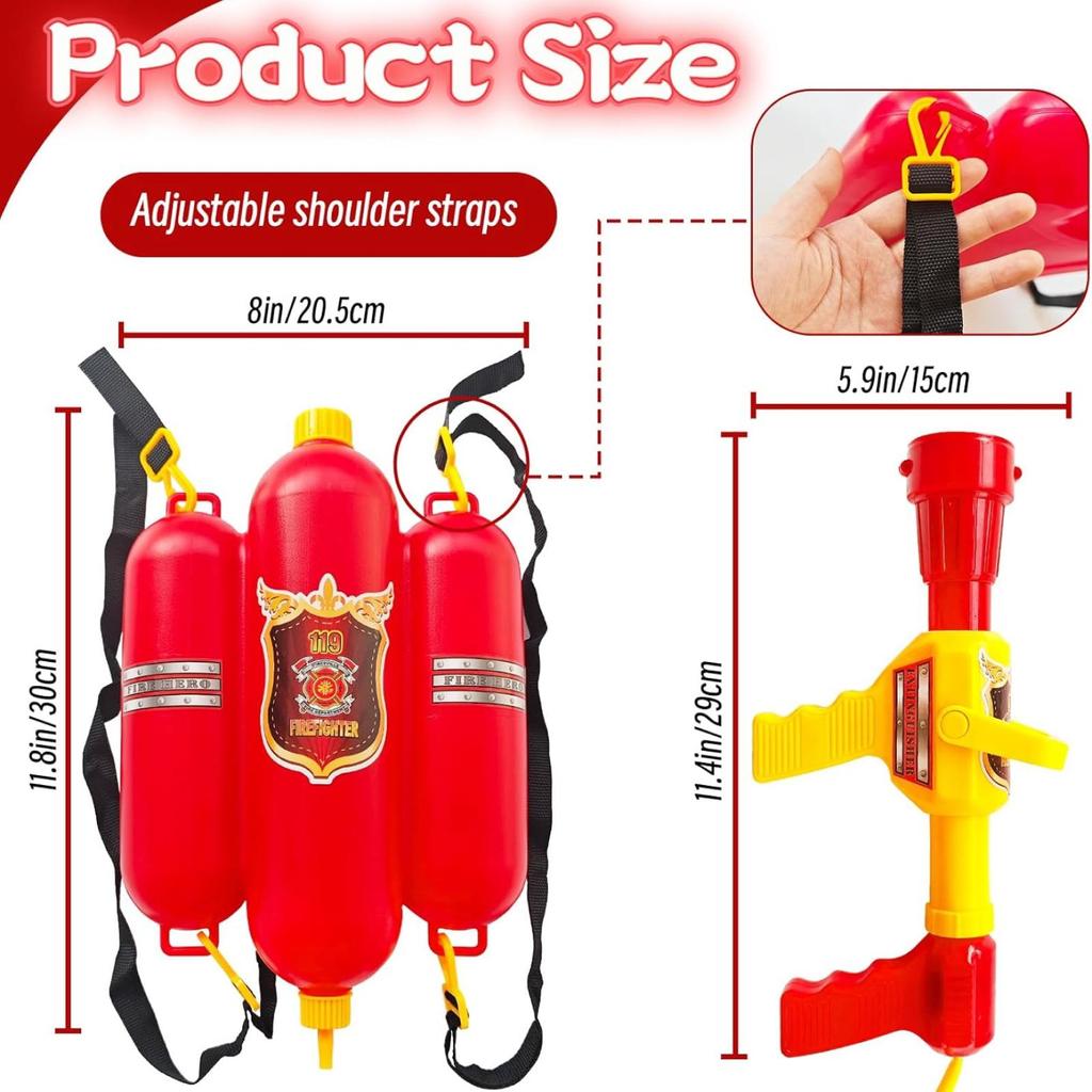 Firefighter Backpack Water Toy Pretend Play Outdoor Activity Tank Sprayer with