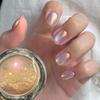1 pot Spiegelfolie Oranje Nagels Spiegelpoeder Gouden Zonsondergang Super Heldere Nagels Chroompoeder Holografische Manicure Decoraties