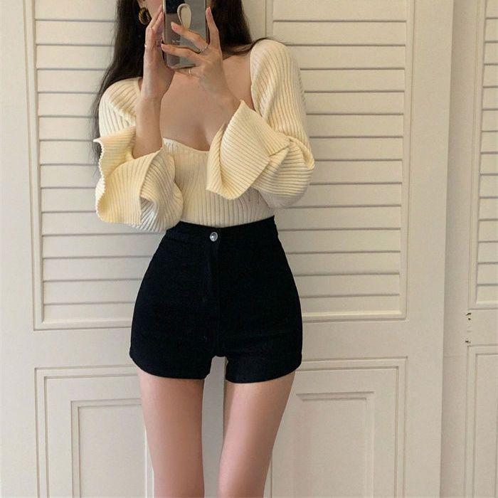 

Chic Women s Slim-Fit Waist-Cinching Summer Shorts Small чёрный