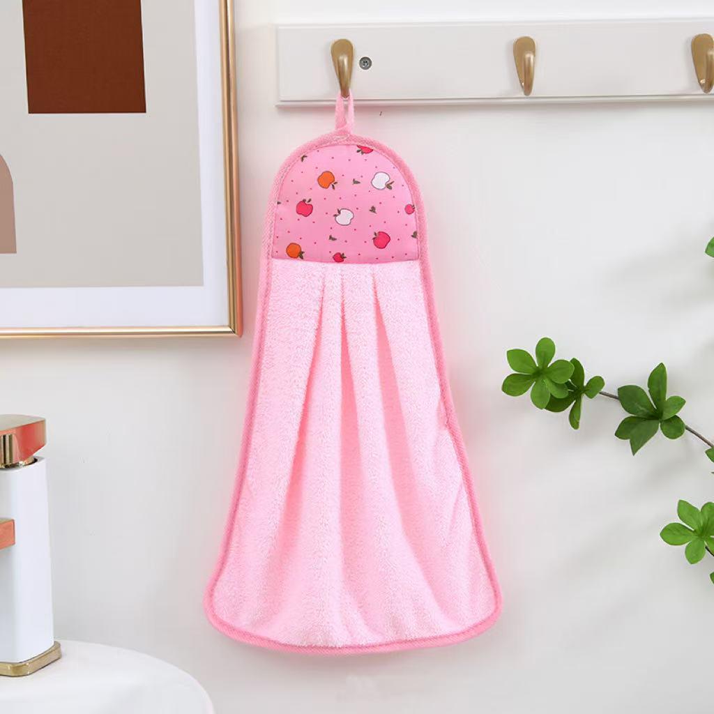 Super Absorbent Coral Fleece Kitchen Towel - Enlarged, Thickened, Hanging Type for Bathroom or Dishwashing