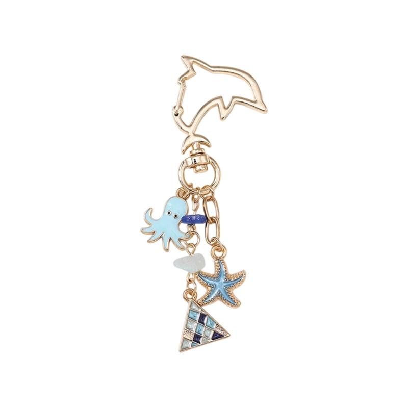 

Stylish Zinc Alloy Keychain With Starfish And Shell Lightweight Portable Keyring For Commuting And Beach Trips