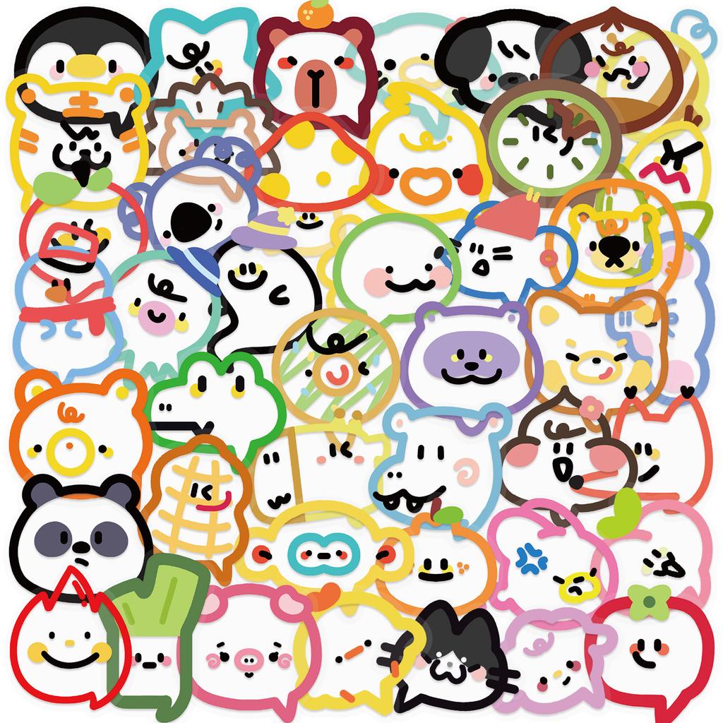 50 Transparent Cartoon Colorful Bubble Sticker Pack Waterproof Transparent PET Hand Account Decorative Guitar Notebook