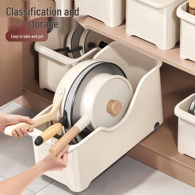 Multifunctional Kitchen Storage Box and Lid Rack with Wheels