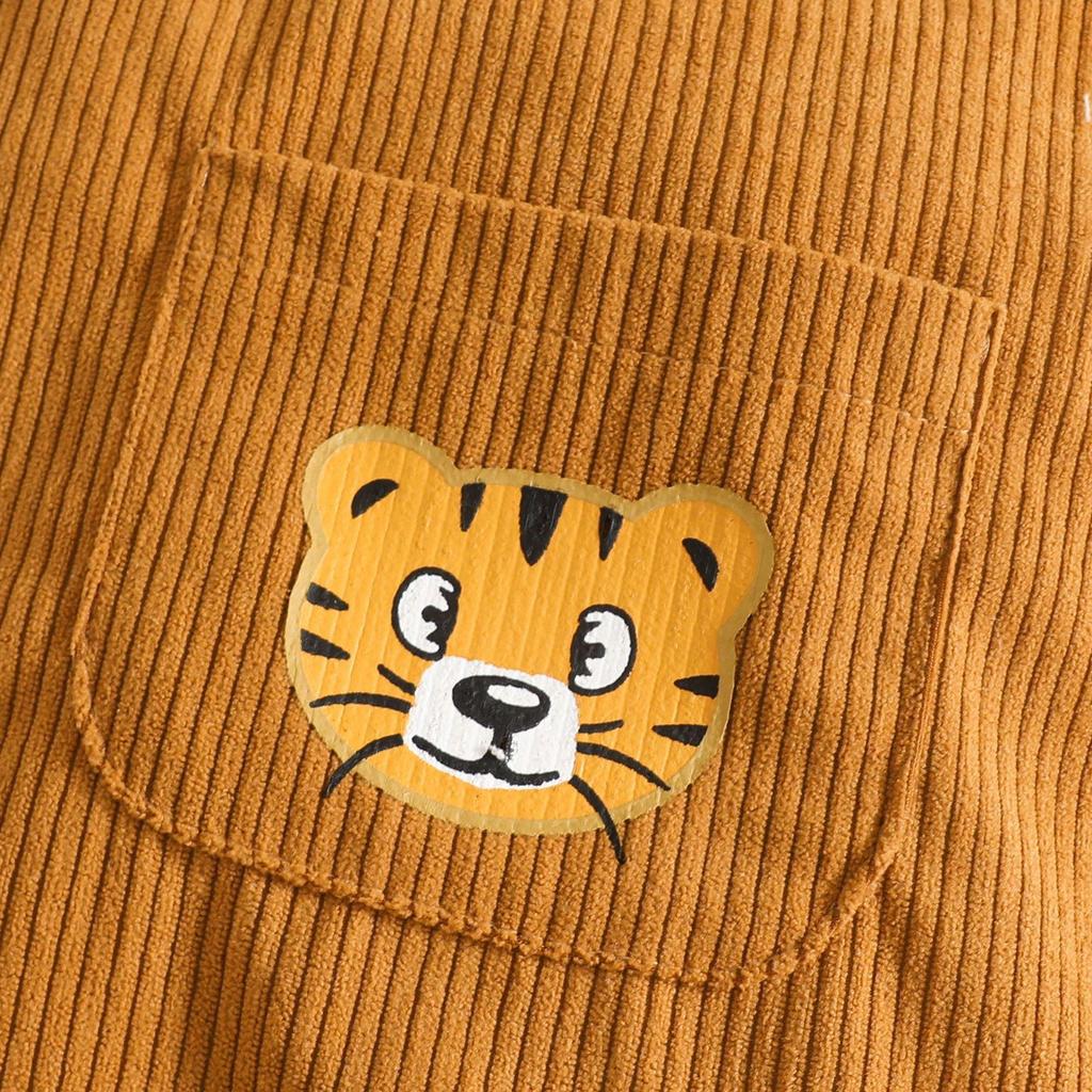 Autumn Lion Long Sleeve Bodysuit & Corduroy Overalls Set for Baby Boys
