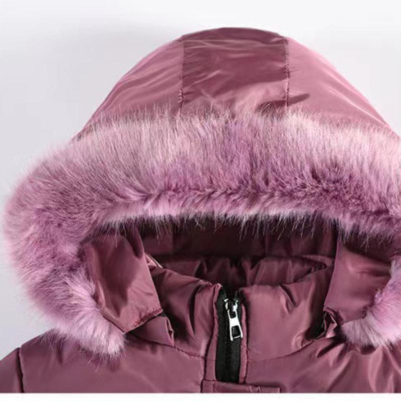 Winter Costume For Girls, Coat With Fur Collar And Belt, Warm Jacket With Hood On Cotton Lining, Children's Jacket