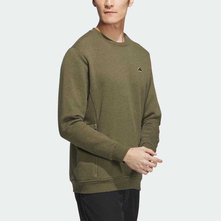 adidas Go-To Crewneck Sweatshirt Solid Logo Golf Long Sleeve Sweatshirt Men Sweatshirt Rock-Olive IA2944