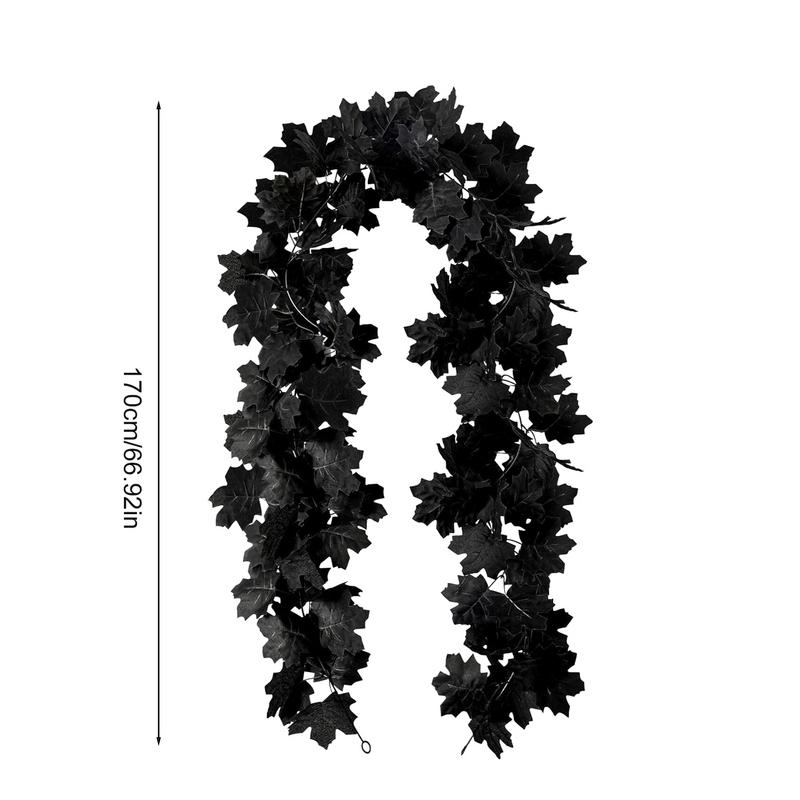 Fall Garland Autumn Decor 2pcs Black Realistic Maple Leaves Garland Mysterious Gorgeous Fall Decorations Outdoor For Christmas