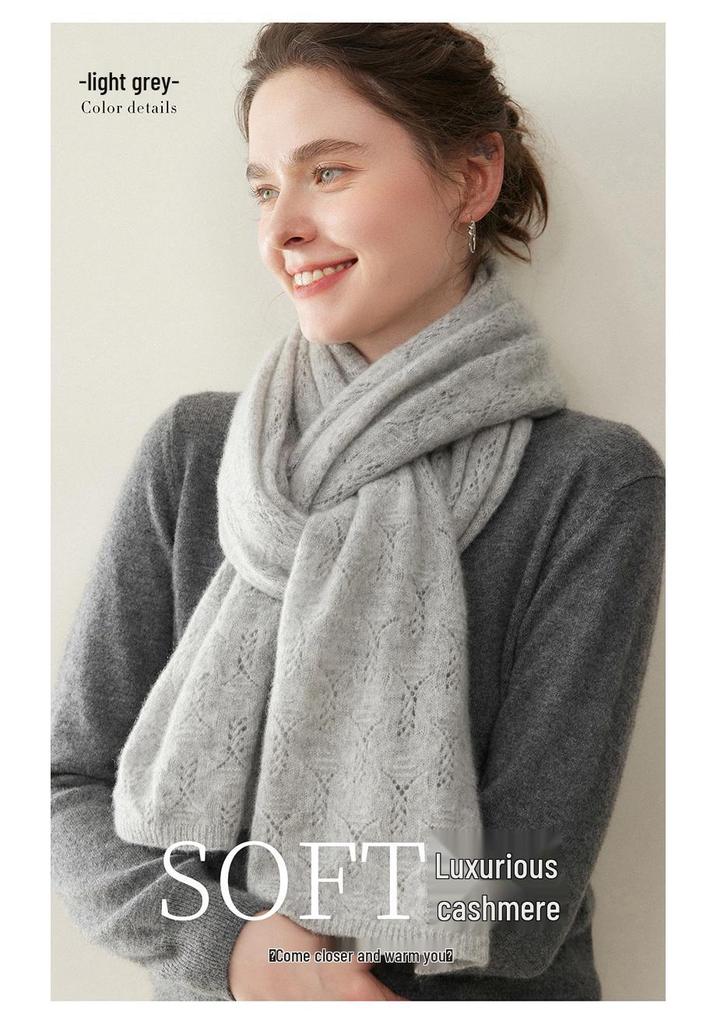 Women's 100% Pure Cashmere Scarf: Versatile, Warm, and Simple Solid Color for Autumn/Winter Neck Protection.