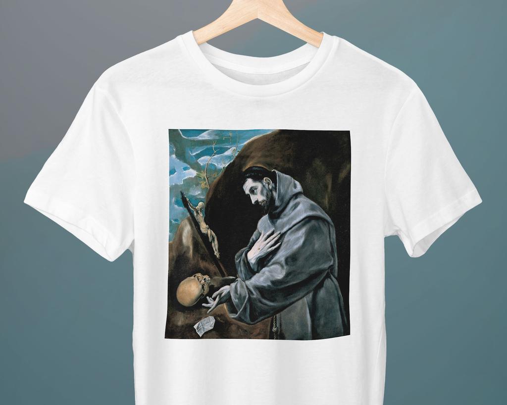 St Francis Praying, El Greco, Unisex T-Shirt, Art T-Shirt, Religious Art, Gift for Her, Gift for Him, Art Lover Gift