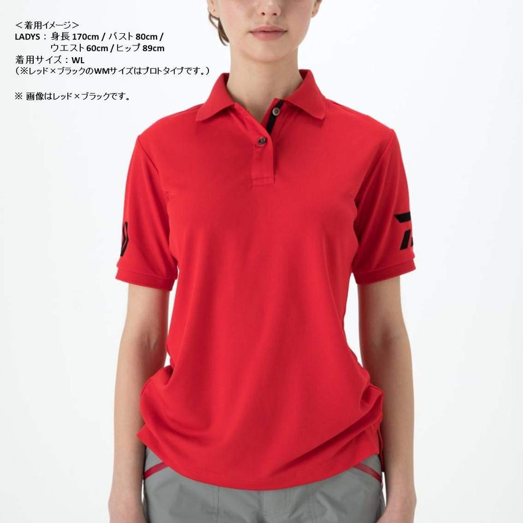 Daiwa (DAIWA) Short Sleeve Polo Shirt, White x Red, Size 120, DE-7906