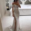New Party Sequins One-Neck Split Dress INS Casual Fashion Dress Women