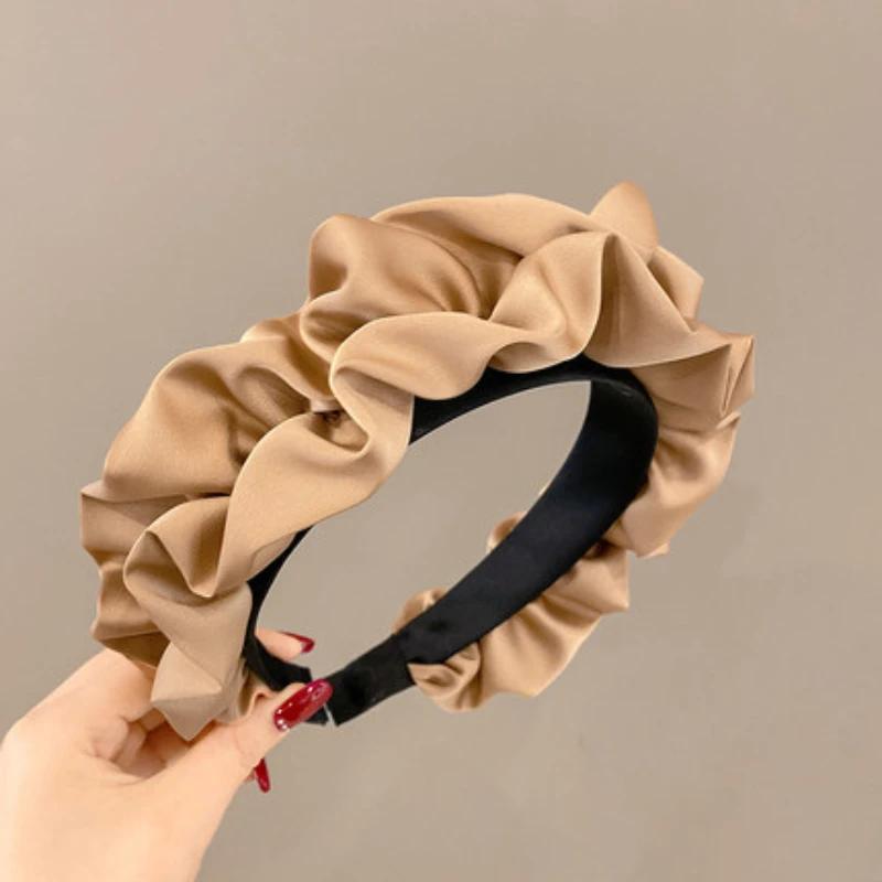 Solid Color Wide-brimmed Pleated Headband for Women Elegant  Face Wash Hairband Fashion Girl Hair Accessories Hair Tie