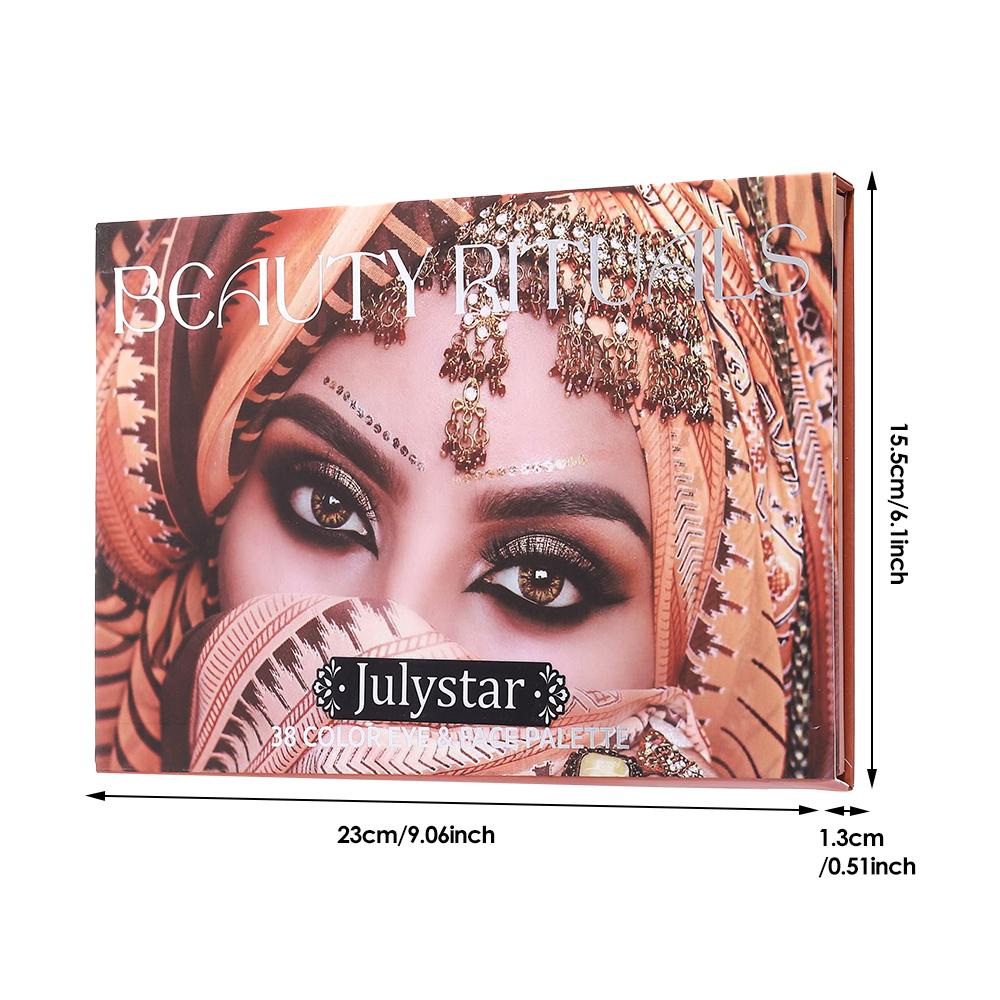 JULYSTAR 38 Color Eye & Face Palette Exotic Nude Shimmer Matte Eyeshadow Glitter Powder HighLight Blush Contour Long Lasting Eye Makeup Cosmetics