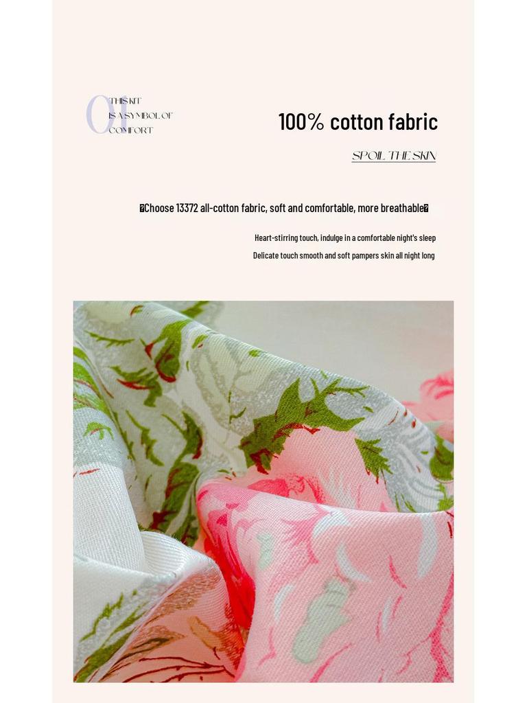 2026 Baumwoll-Print gesteppter Bettrüsche 4-teiliges Set mit Spitzenbesatz