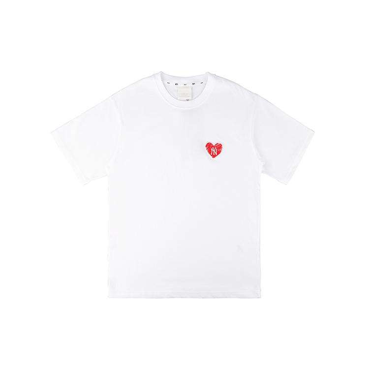 New MLB Heart Overfit Straight T Shirt Unisex White 31TSH1131-50W