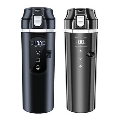 Caneca Térmica de Viagem 17oz 12V 24V em Aço Inoxidável, Copo Elétrico de Viagem, Chaleira Elétrica para Carro 500ml, Temperatura Ajustável