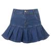 European And American Autumn New Women'S Clothing Retro Washed Denim Skirt High Waist Slim Fit Slimming A-Line Pleated Skirt For Women