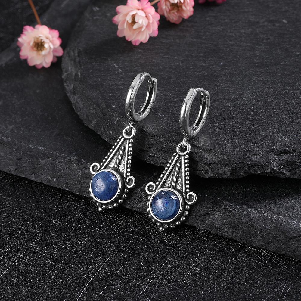 Neue Elegante Natürliche Kyanit Silber Tropfenohrringe für Damen Vintage Hochzeit Verlobung Creolen Ohrringe Geschenke