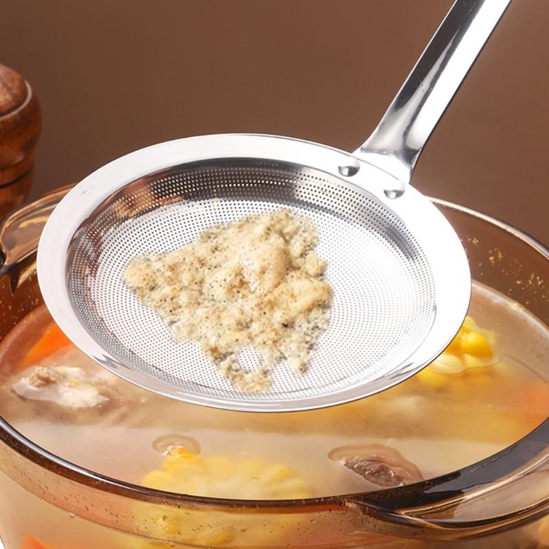 304 Stainless Steel Fine Mesh Strainer Flour Sieve Spoon Colander with Ergonomic Handle for Poached Eggs and Noodles