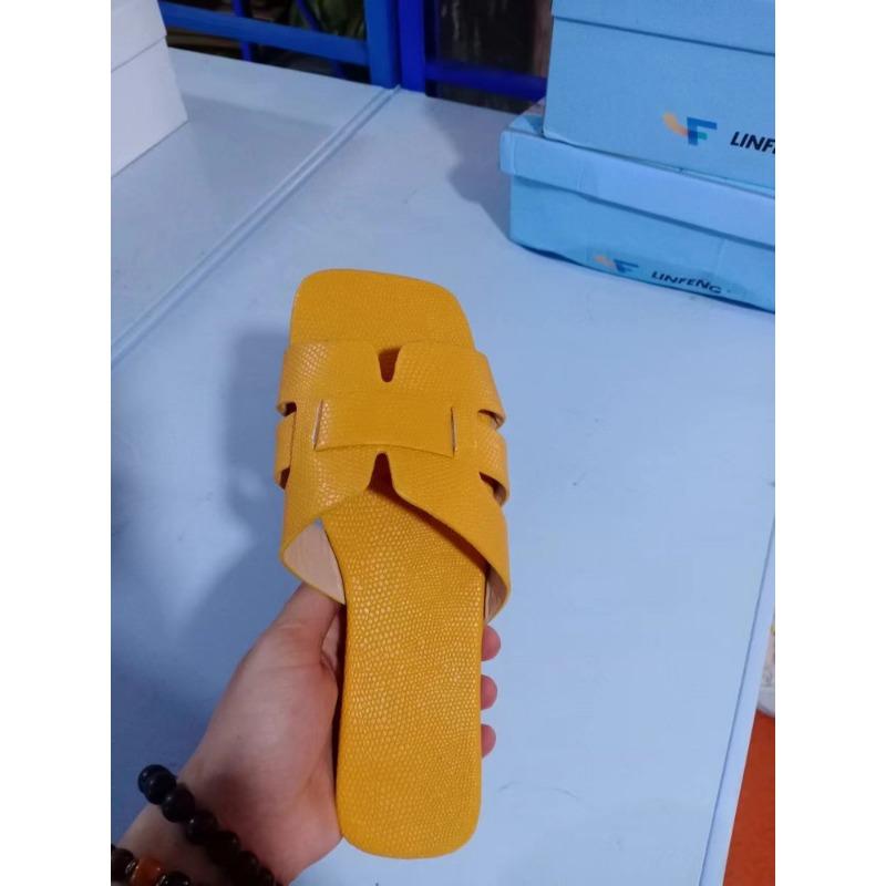 

Large size women s summer new 3 women s square head flat bottom one-word drag lazy drag white 43 жёлтый