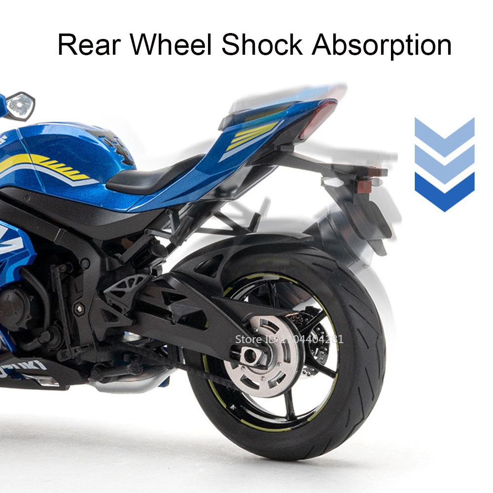 1:9 Suzuki Gsx-1000r Hayabusa Alloy Motorcycle Models Toys Diecast Cars Front Wheel Steering With Light Toy Ornament Boys Gifts