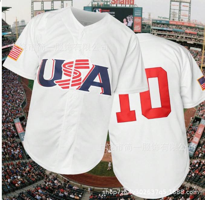 Sports Baseball Uniform Short Sleeve Cardigan Letter Print Men's and Women's Game Training Uniform T-Shirt Game Top