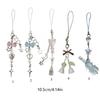 Stylish Fruit inspired Phone Pendant Keychain Beaded Bowknot Keyring Decorative Straps for Wallet Bag Keychain Case