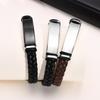 Men's Custom Text Here Leather Bracelets, Engraved Stainless Steel Blank Bar Leathers Bangle, New Simple Name Gift To Him