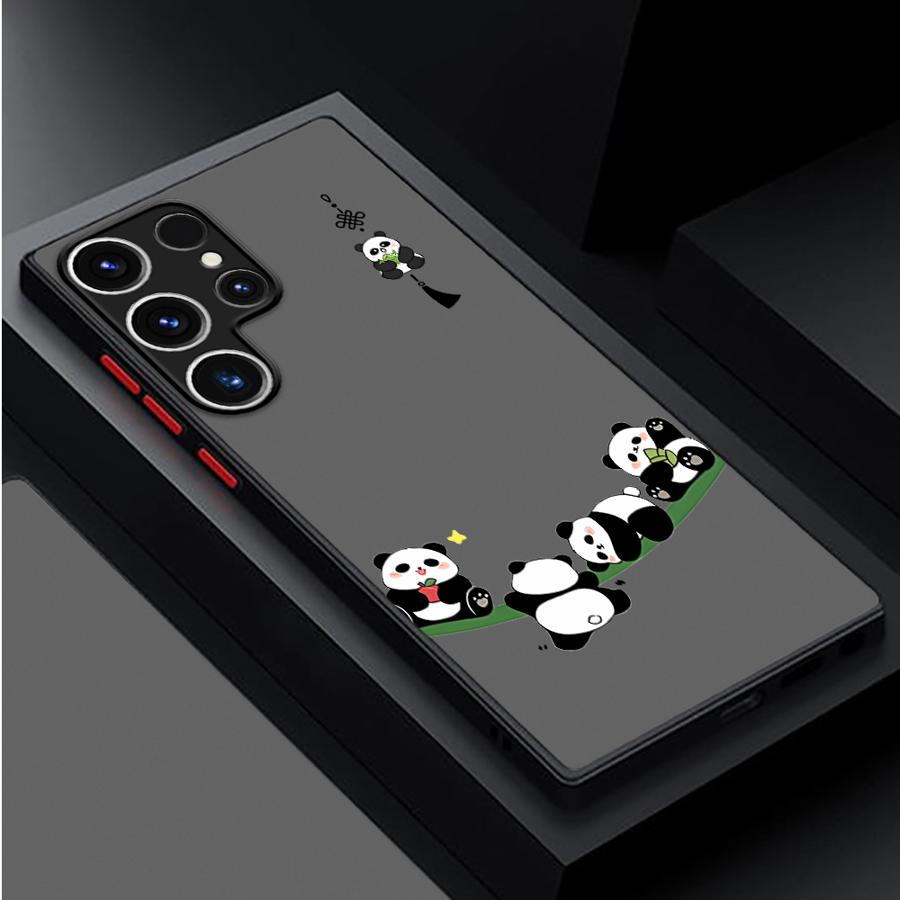 Cartoon Cute Panda Funda Back Phone Cover Case for Samsung Galaxy S26 S22 S21 Note 20 Ultra 10+ S23 FE S25 Ultra S24 Plus S20 FE