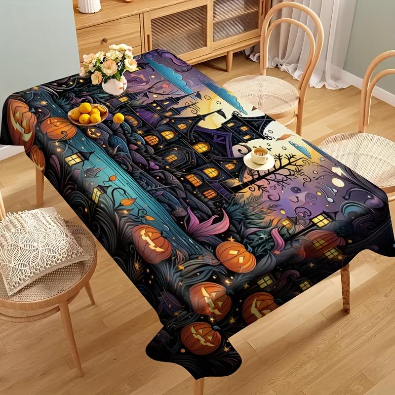 One Halloween-themed tablecloth, suitable for rectangular, circular and coffee tables.zyc