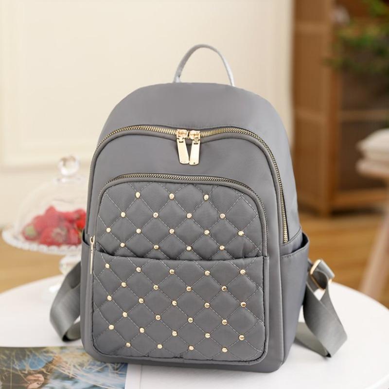 Solid Color Women High Quality Waterproof Oxford Cloth Backpack 2026 New Designer Wide Shoulder Strap Anti Theft Travel Backpack серый