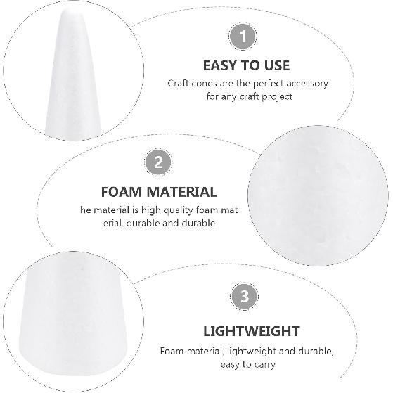 Amosfun Foam Cone Foam Tree Cones Craft Supplies for DIY Christmas Wedding Birthday Home Table Centerpiece Decoration 13.6 Inch