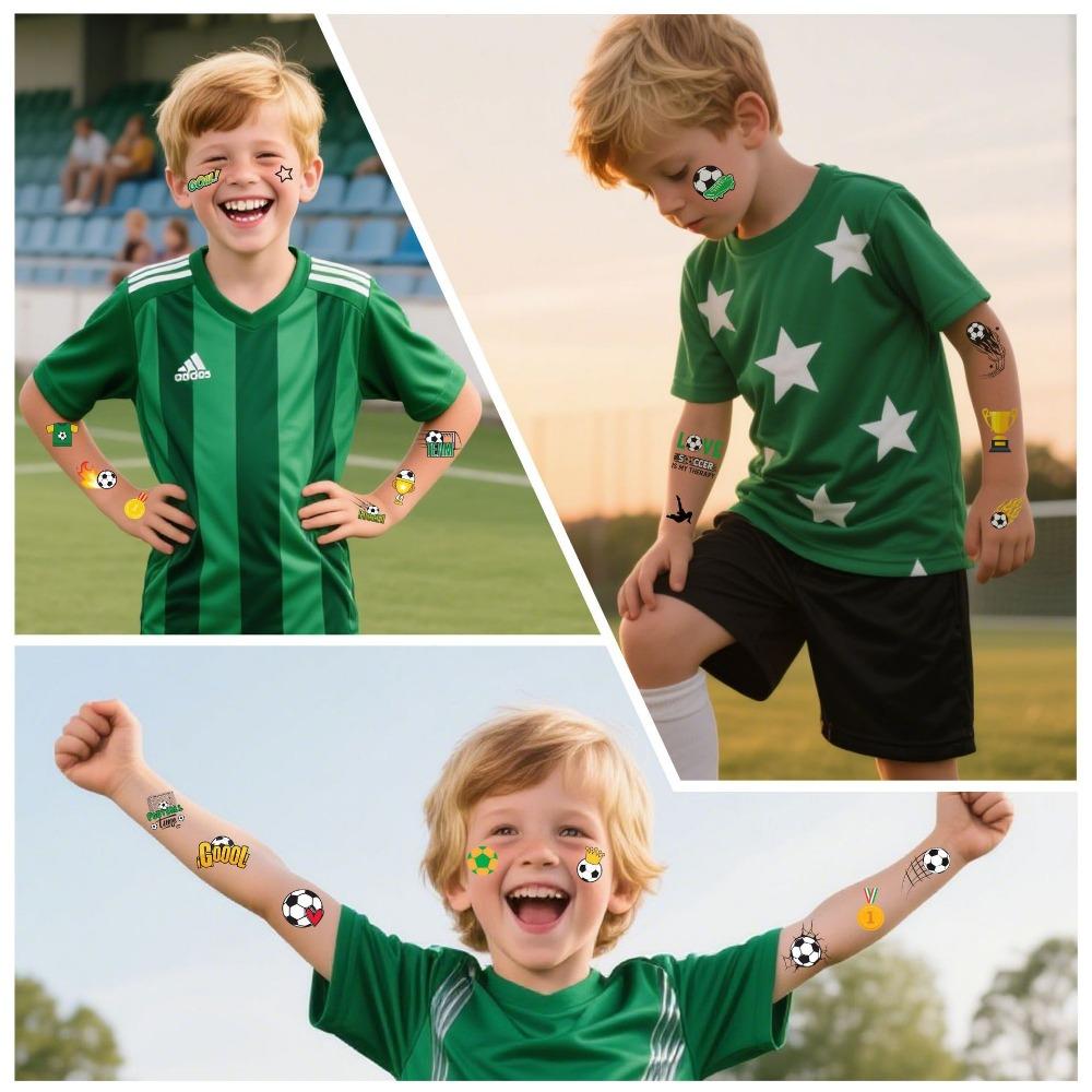 Football Soccer Temporary Tattoo Stickers, Waterproof Sports Event Fan Club Body Art Fake Tattoo Decals For Kids Adults