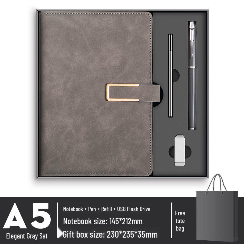 Conjunto de Cadernos A5 de Luxo: Caixa de Presente Diário de Negócios Personalizável com Opção de Impressão de Logotipo