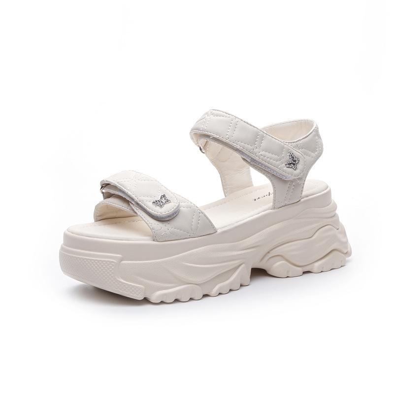 Sandals Women's Senior Sense of Outer Wear 2025 Summer New Slope Heel Platform Sandals Women's Heightening Open-toed Small Fragrant Sandals